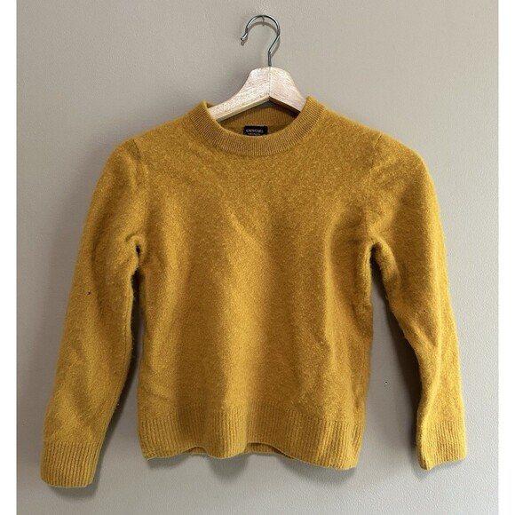 Crewcuts 100% Cashmere Yellow Crewneck Pullover Sweater Kids XL 12/14 Flawed - Picture 2 of 12